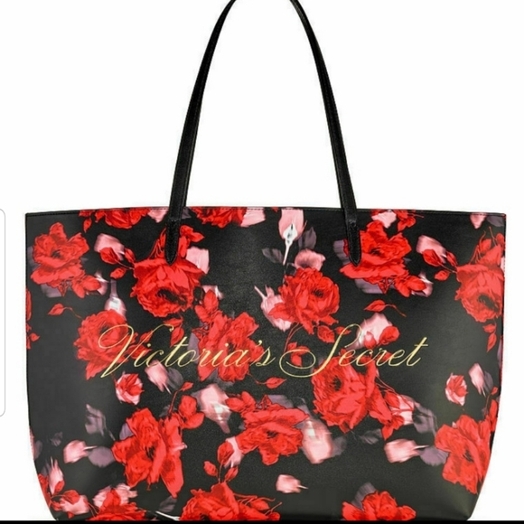 - Victoria's Secret Red Rose Floral Tote - Picture 1 of 4